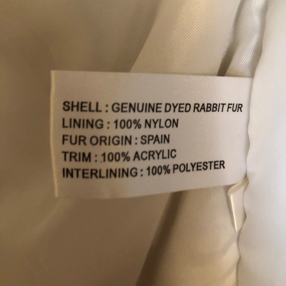 KC Collections REAL Rabbit Coat White 100 % - Picture 6 of 8